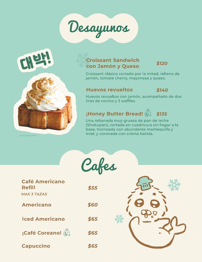 Snow Drop. Cafeteria Coreana меню