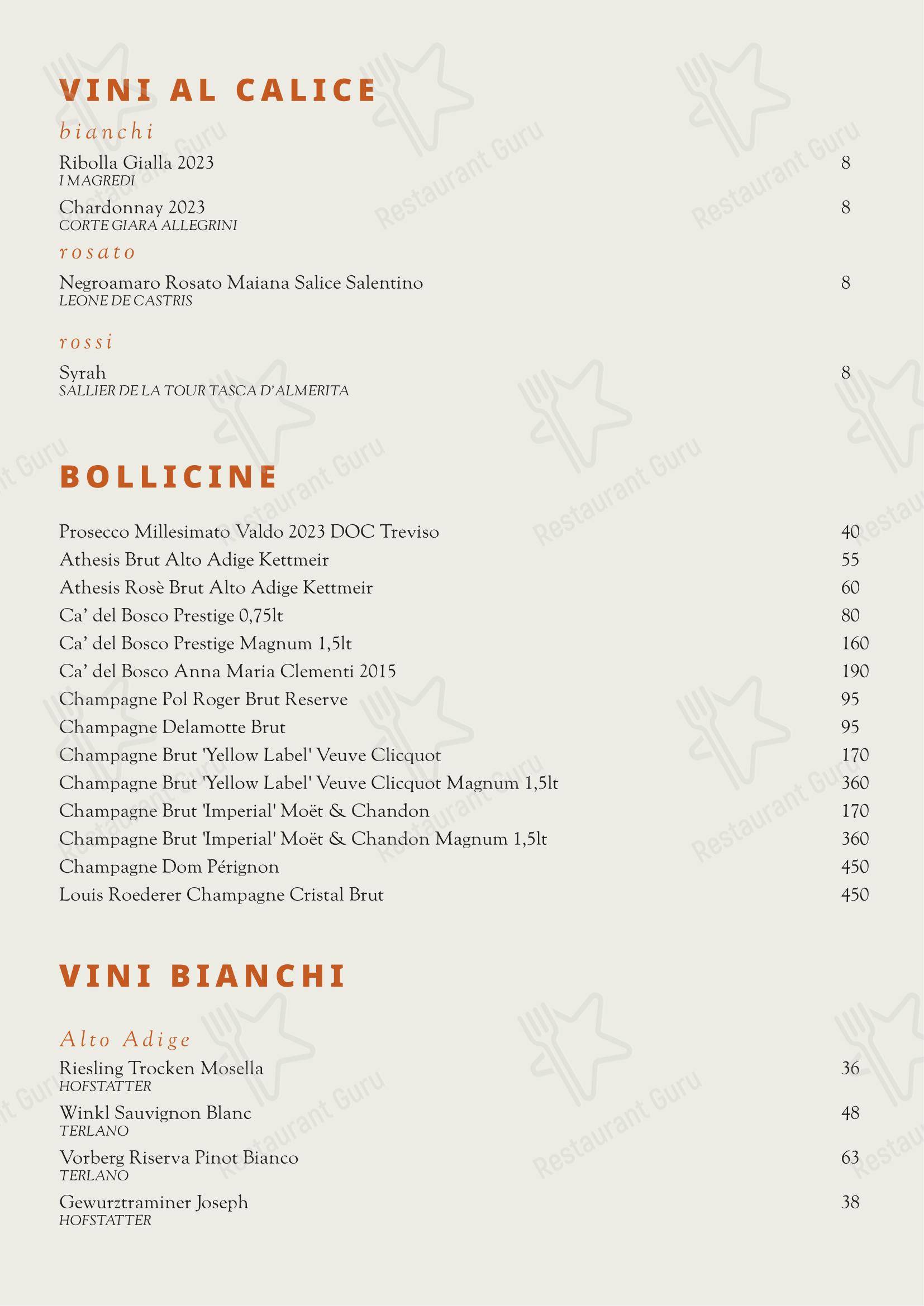 Solum Ristorante Circo Massimo в Риме - Основное меню
