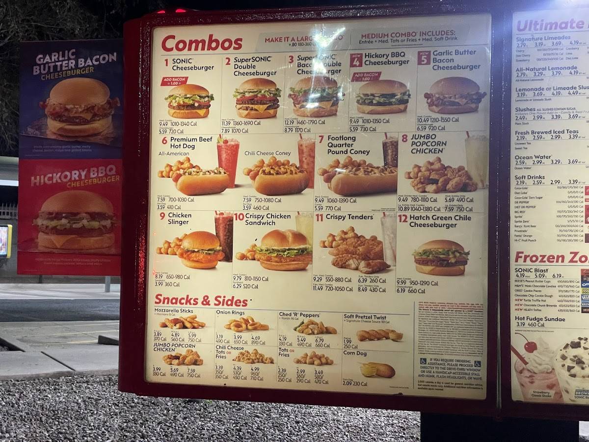 Sonic Drive-In меню