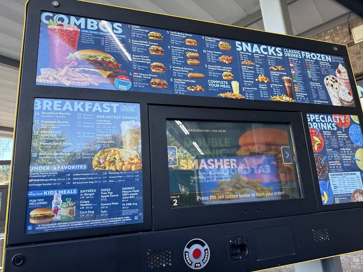 Sonic Drive-In меню