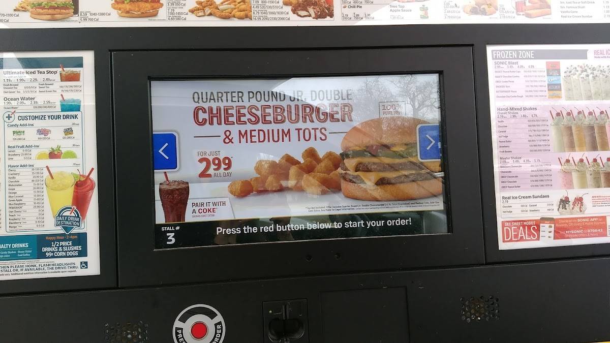 Sonic Drive-In меню