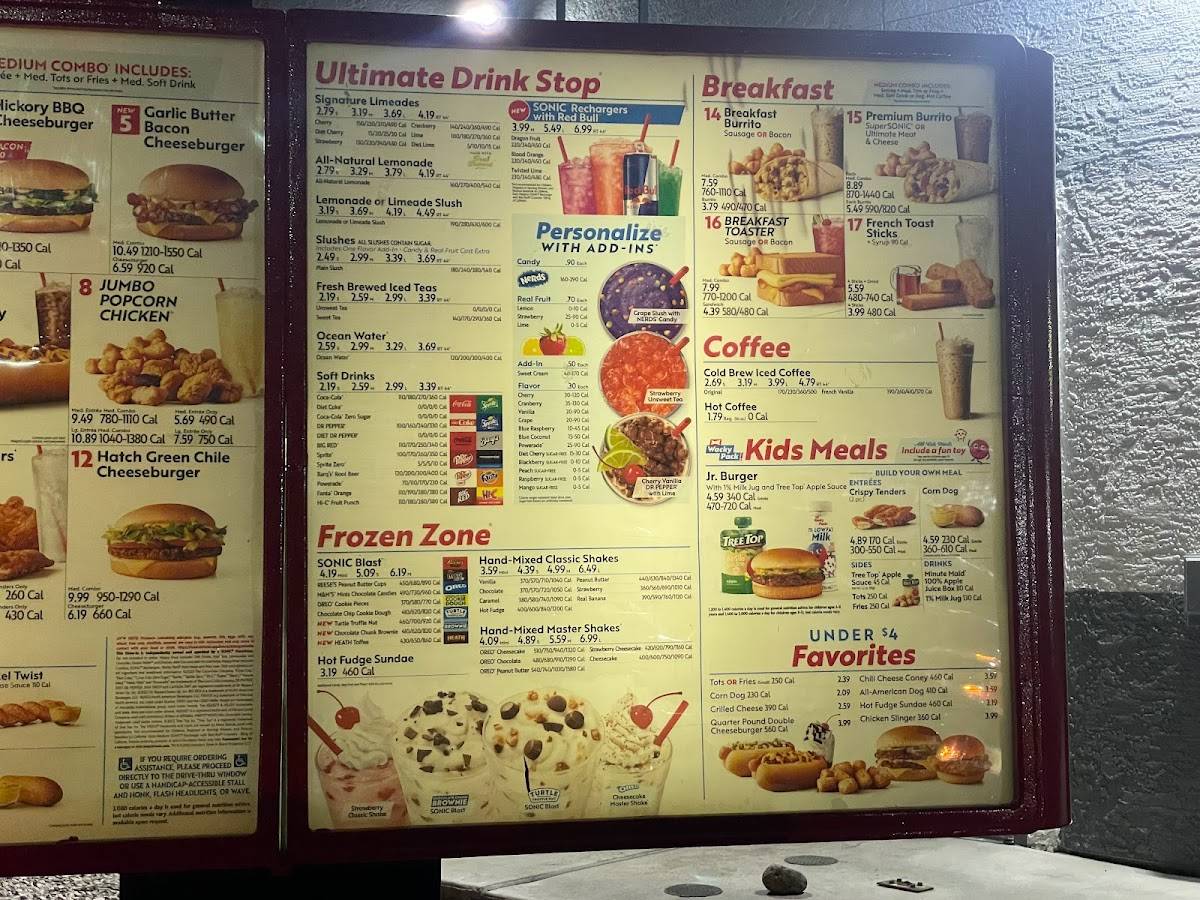 Sonic Drive-In меню