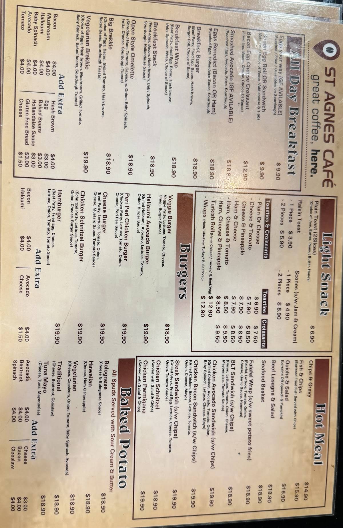 St Agnes Cafe меню