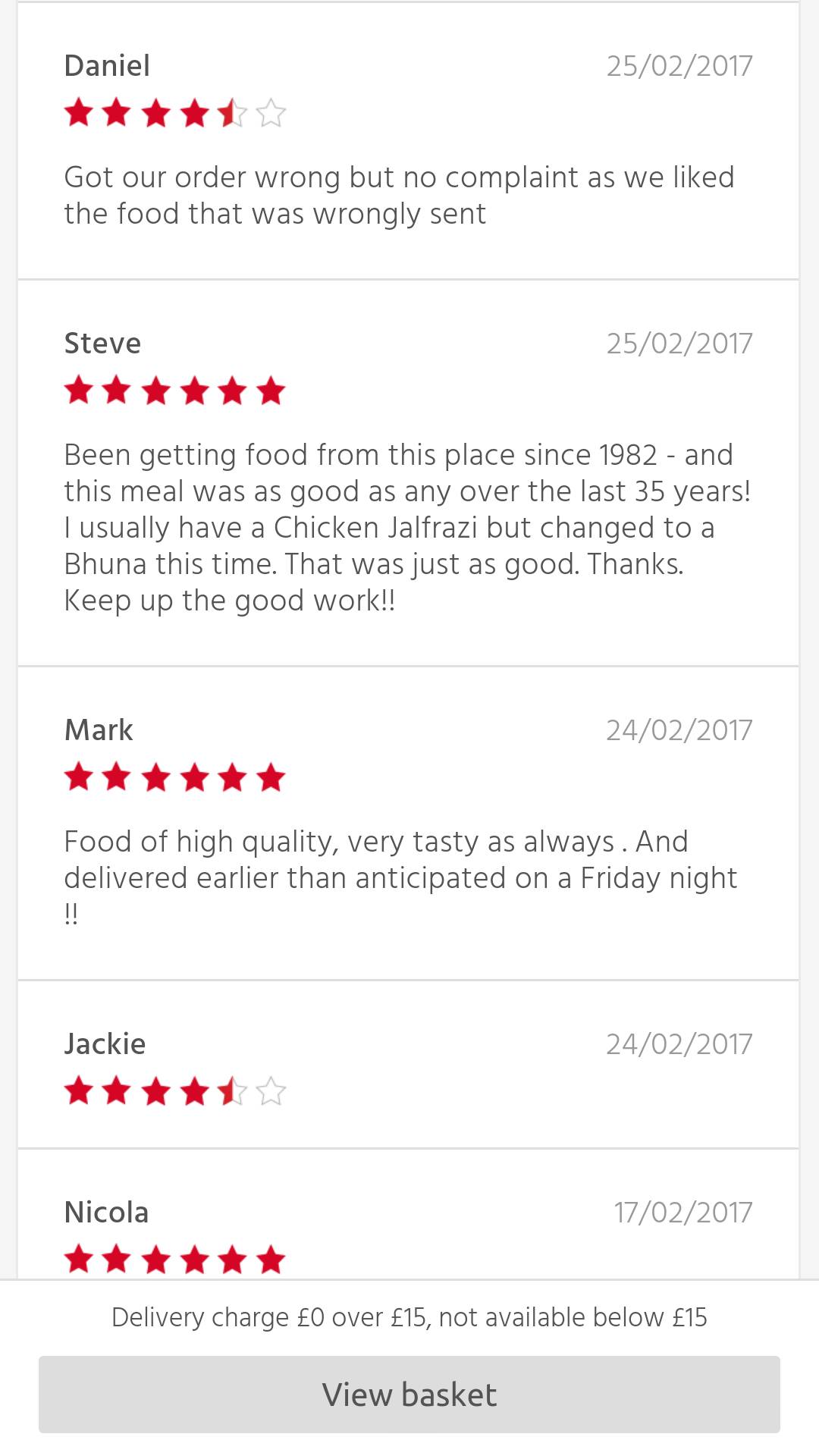 Standard Indian Takeaway меню