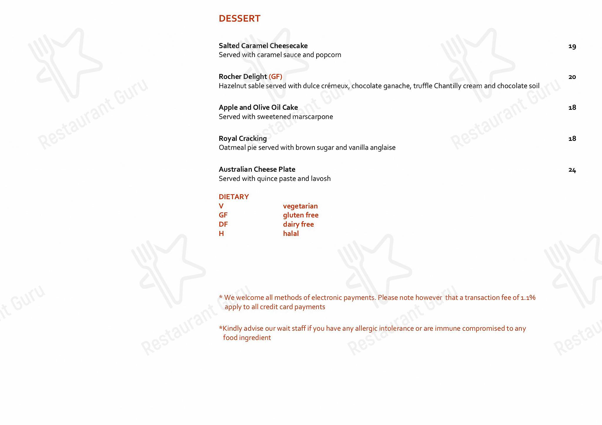 Меню паба и бара BAR30 & Bistro Parramatta - At Home Catering Menu