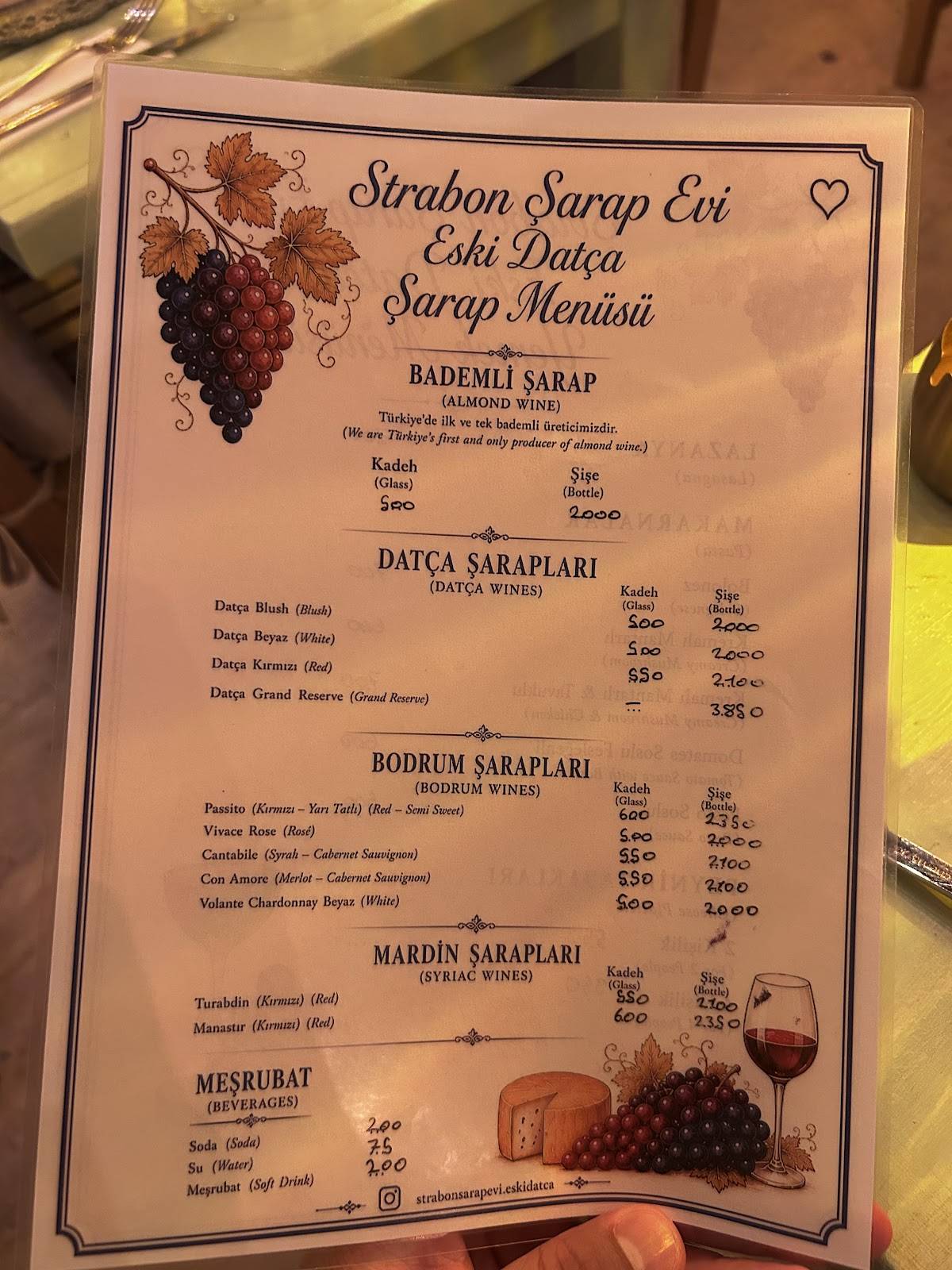 Strabon Eski Datça меню