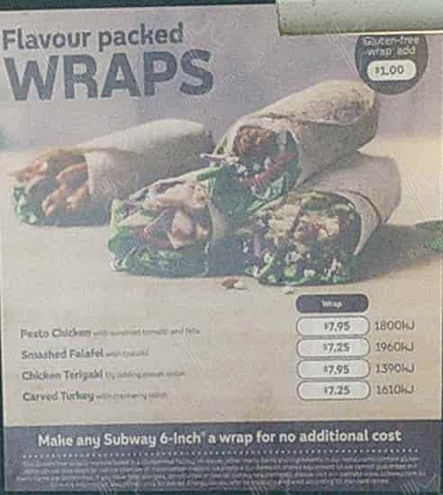 Subway Restaurant меню