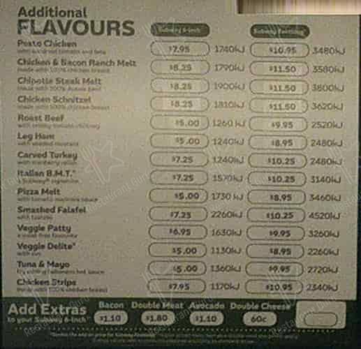 Subway Restaurant меню