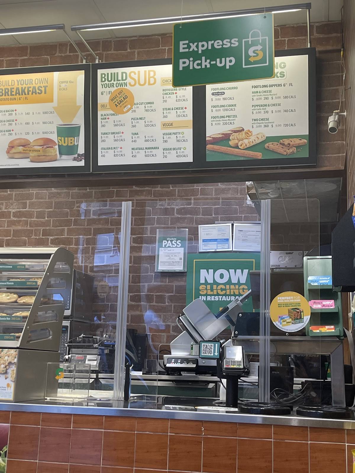 Subway меню