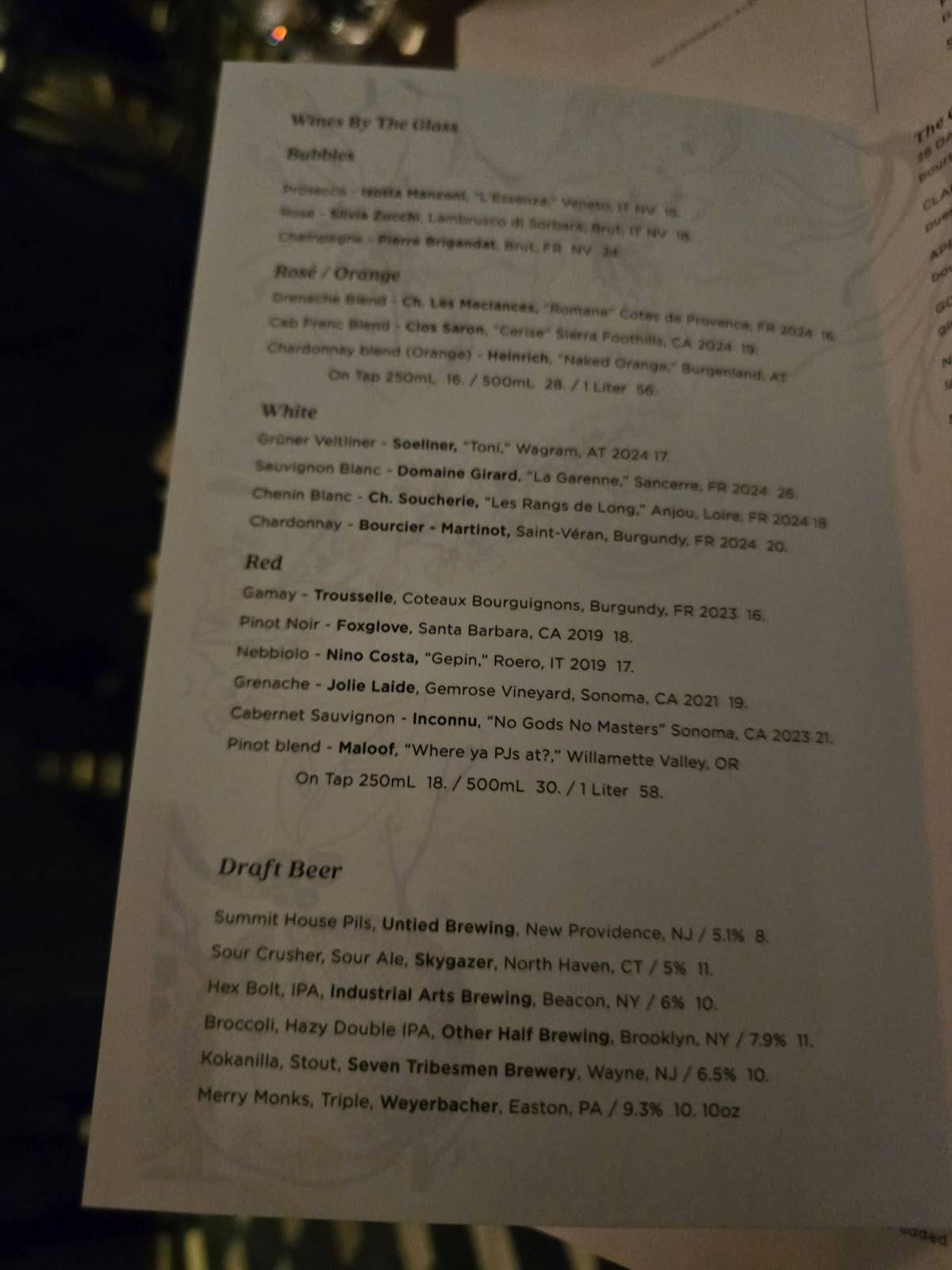Summit House Restaurant + Bar меню
