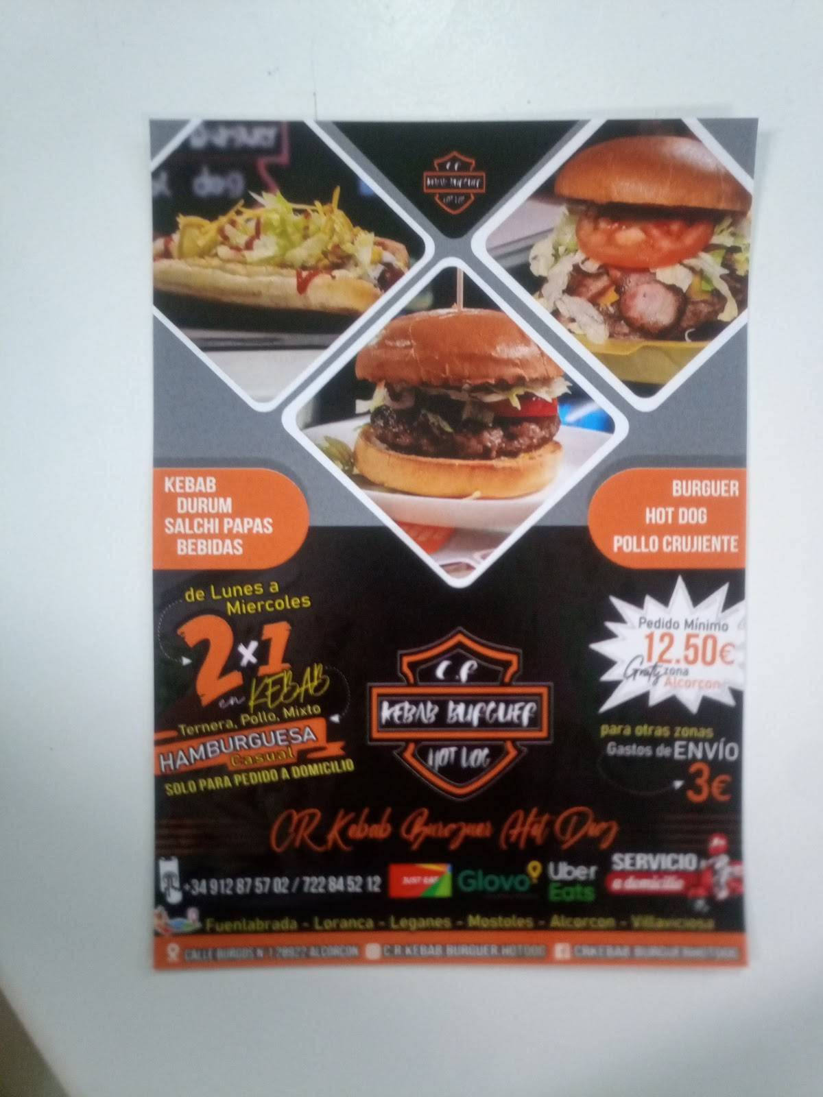 TAKE WEY C.R KEBAB BURGUER HOT DOG меню
