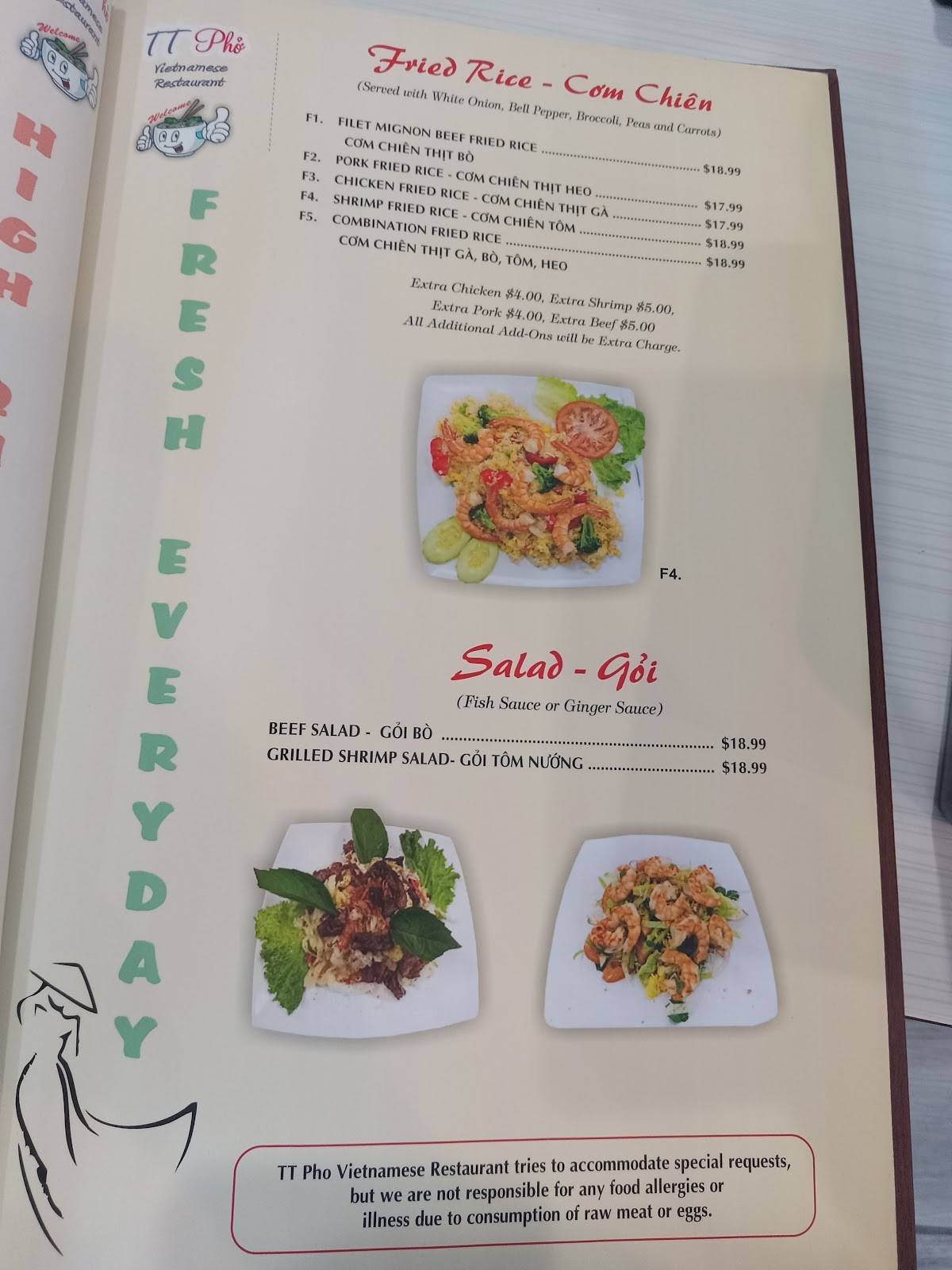 TT Pho Vietnamese Restaurant меню