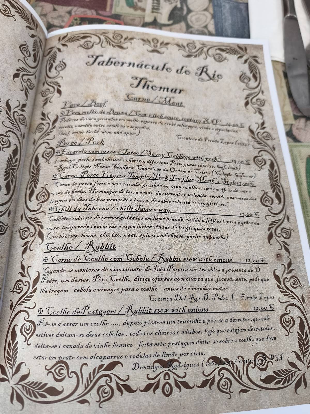 Tabernaculo do Rio меню