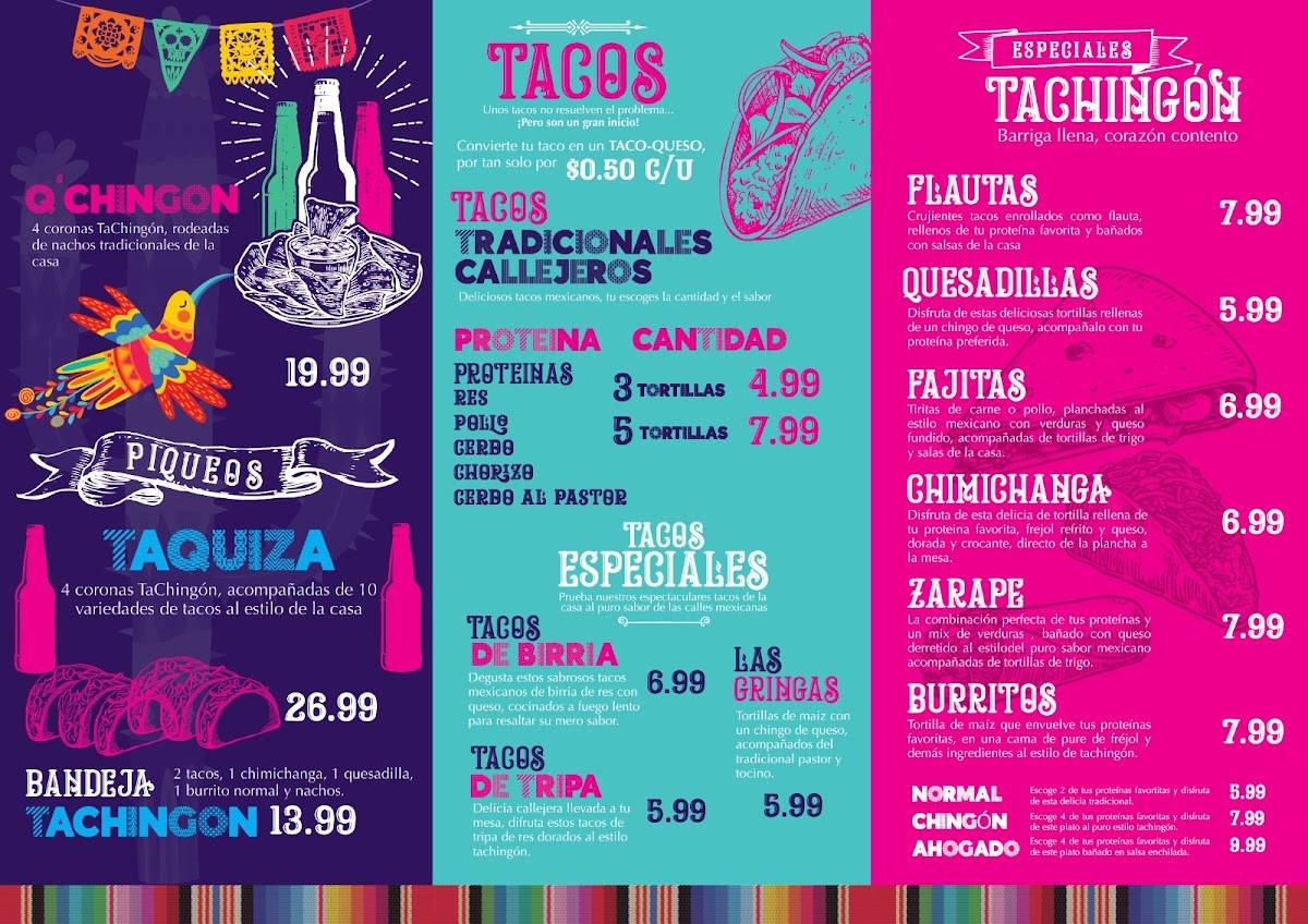 Tachingón меню