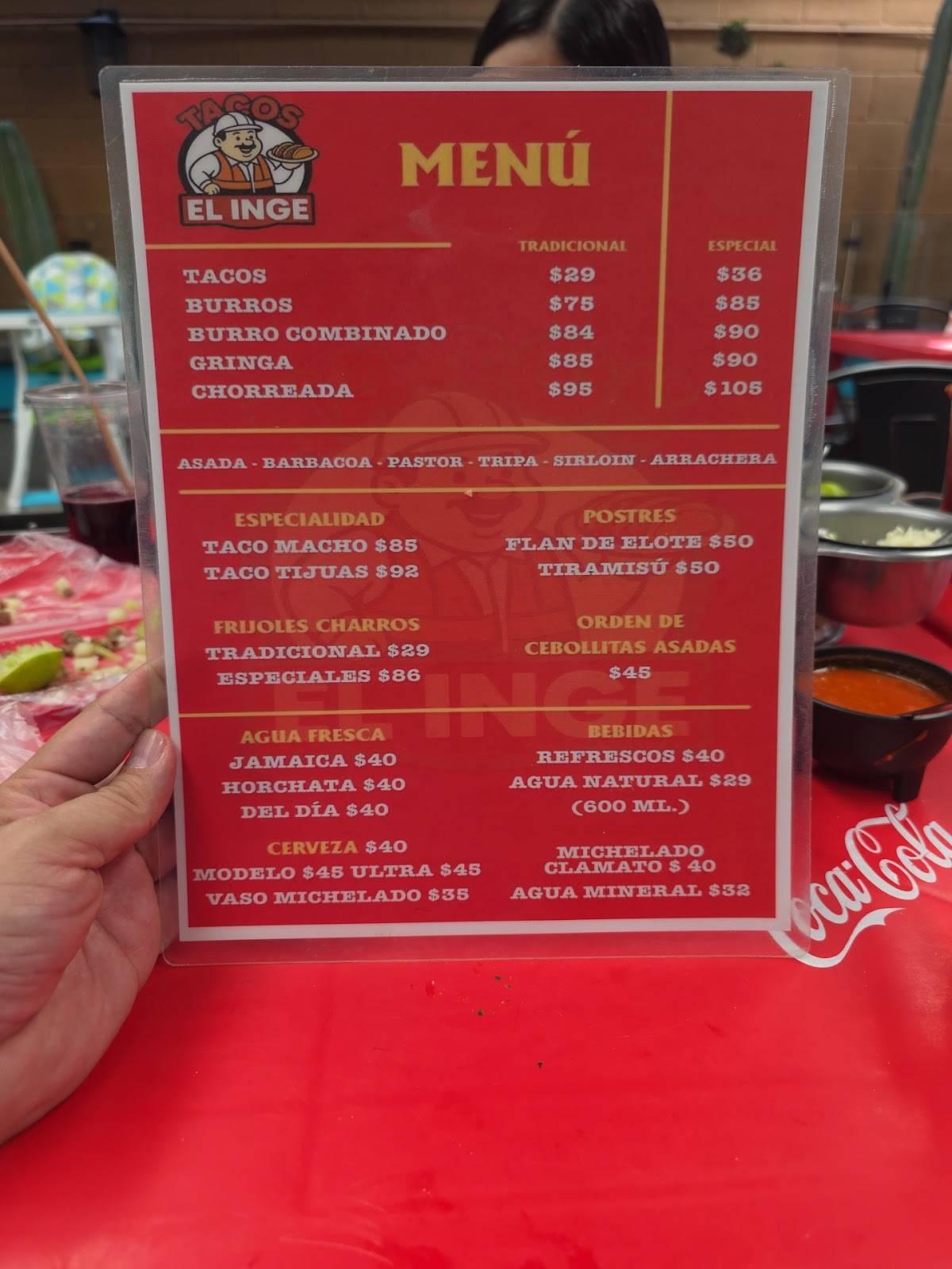 Tacos El Inge меню