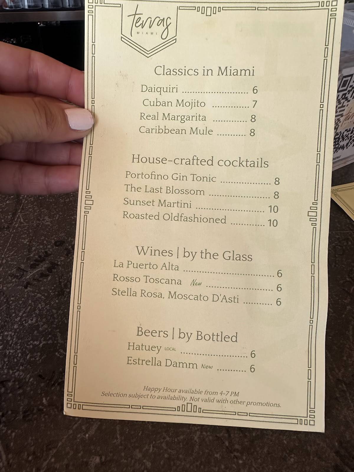 Terras Miami Rooftop меню