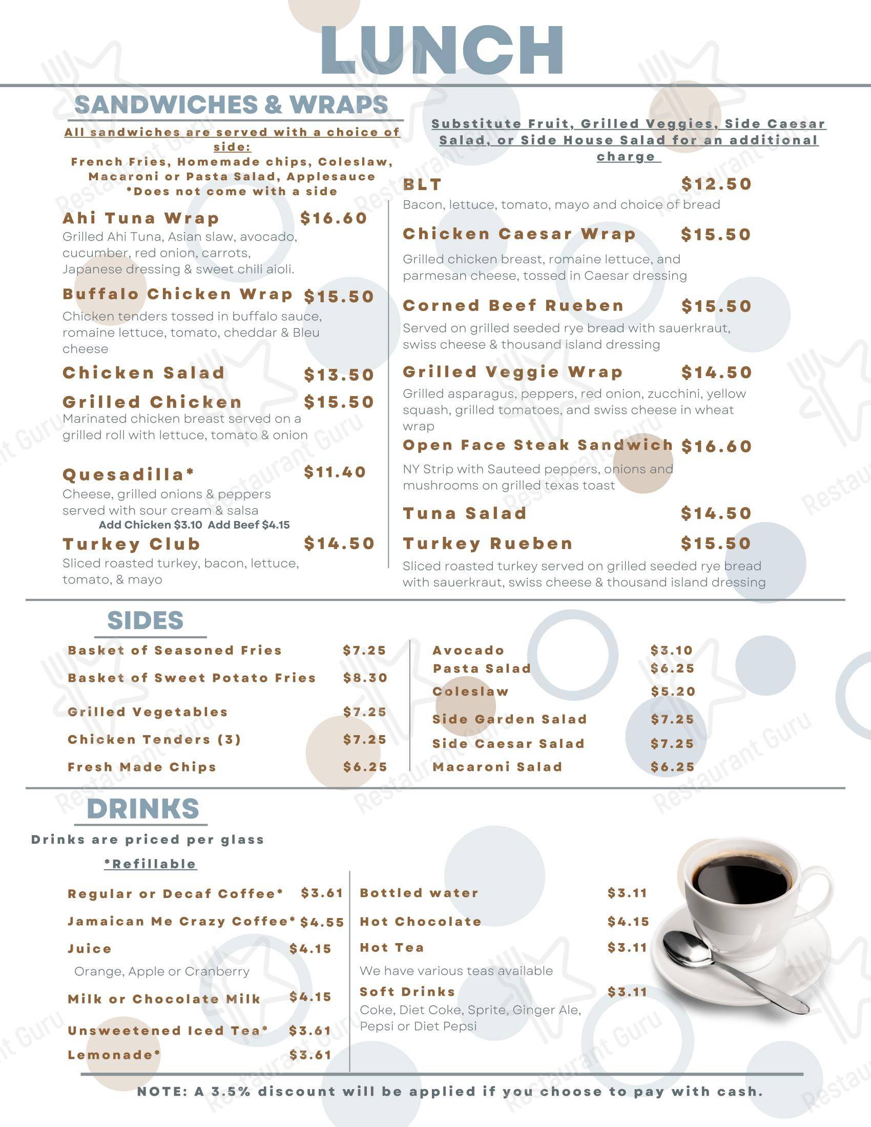 Ночное меню кафе The 5 Mile Cafe в Рочестере