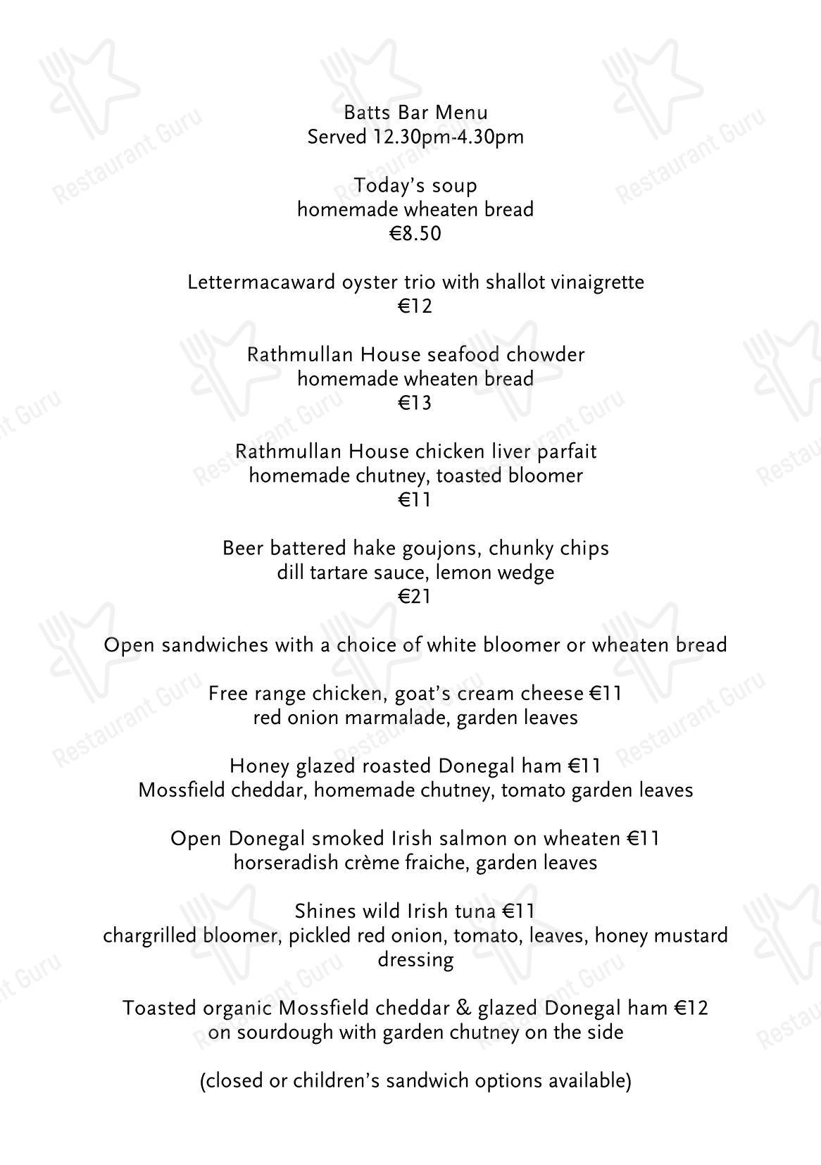 The Cook and Gardener в Ратмаллане - Меню