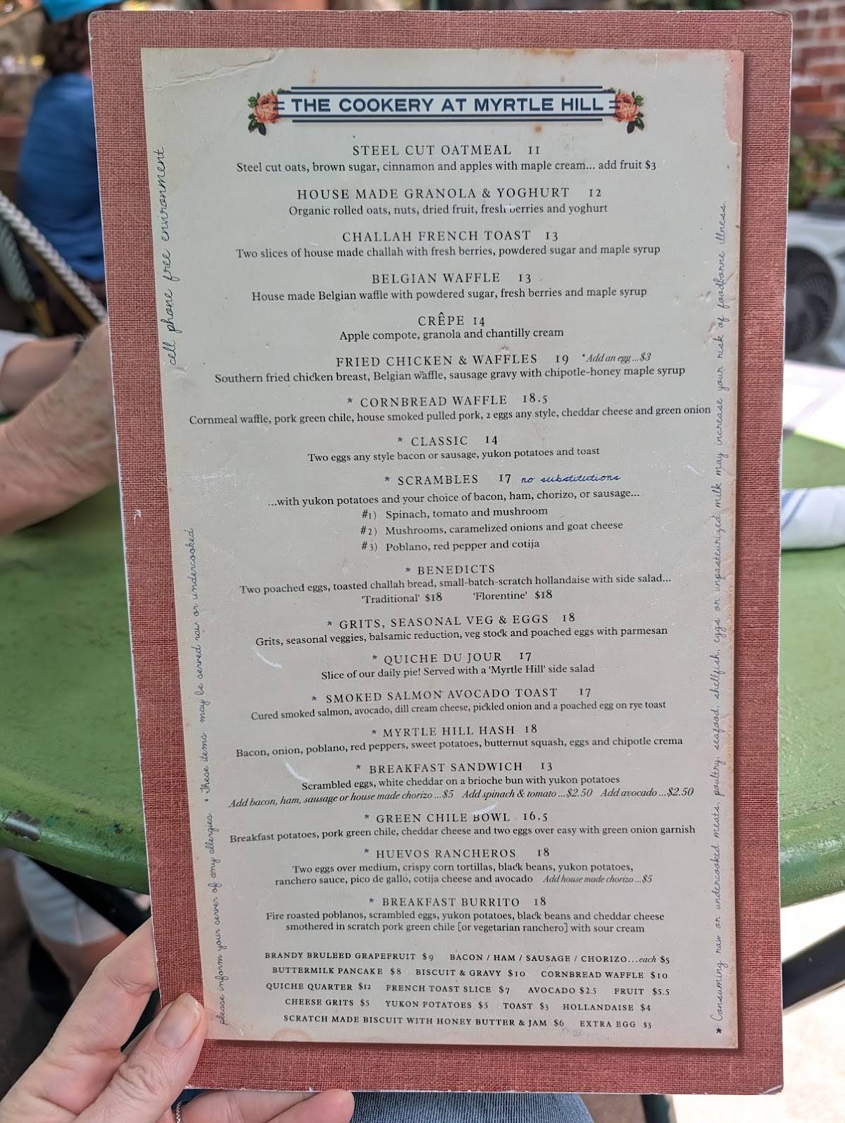 The Cookery at Myrtle Hill меню