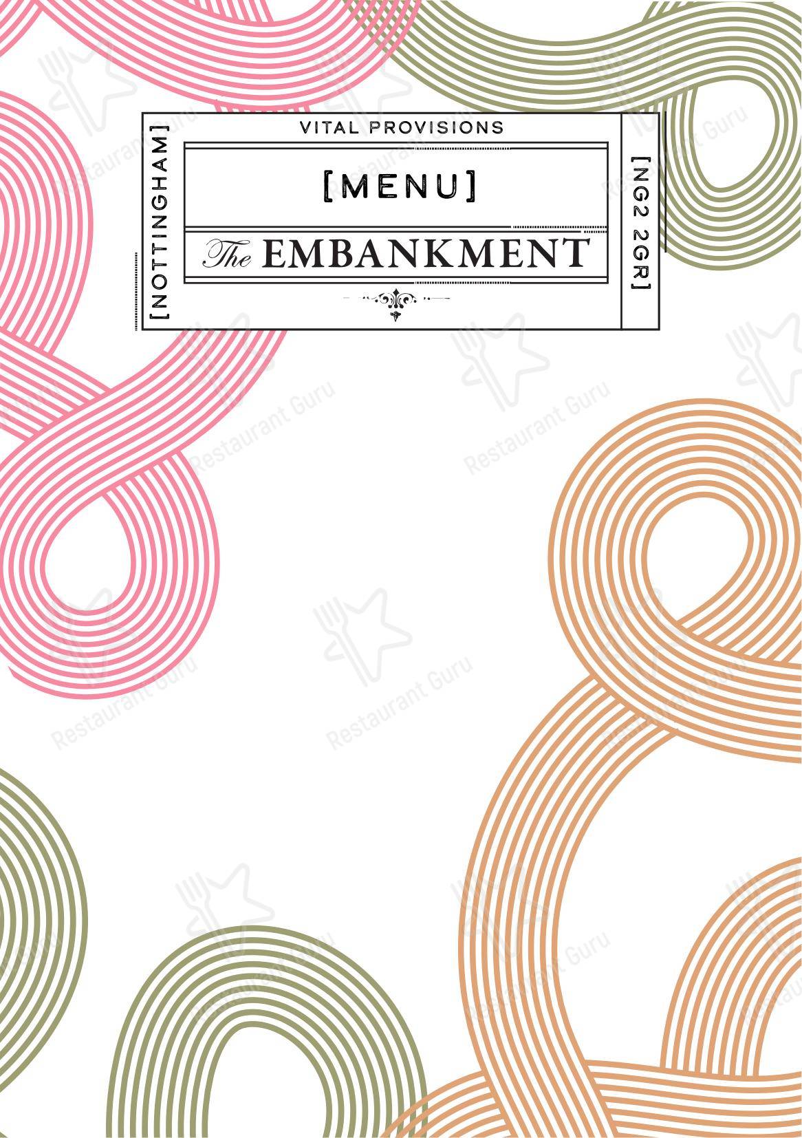 The Embankment в Ноттингеме - 菜单