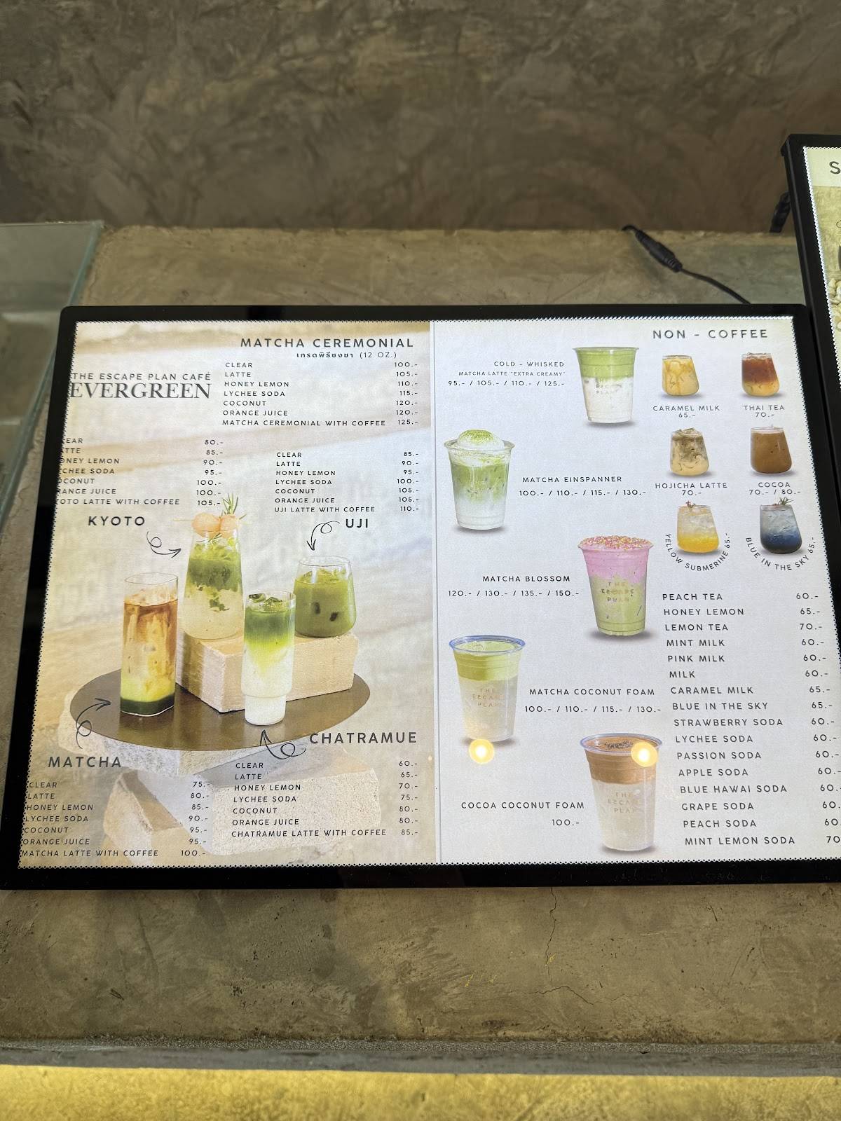 The Escape Plan café меню