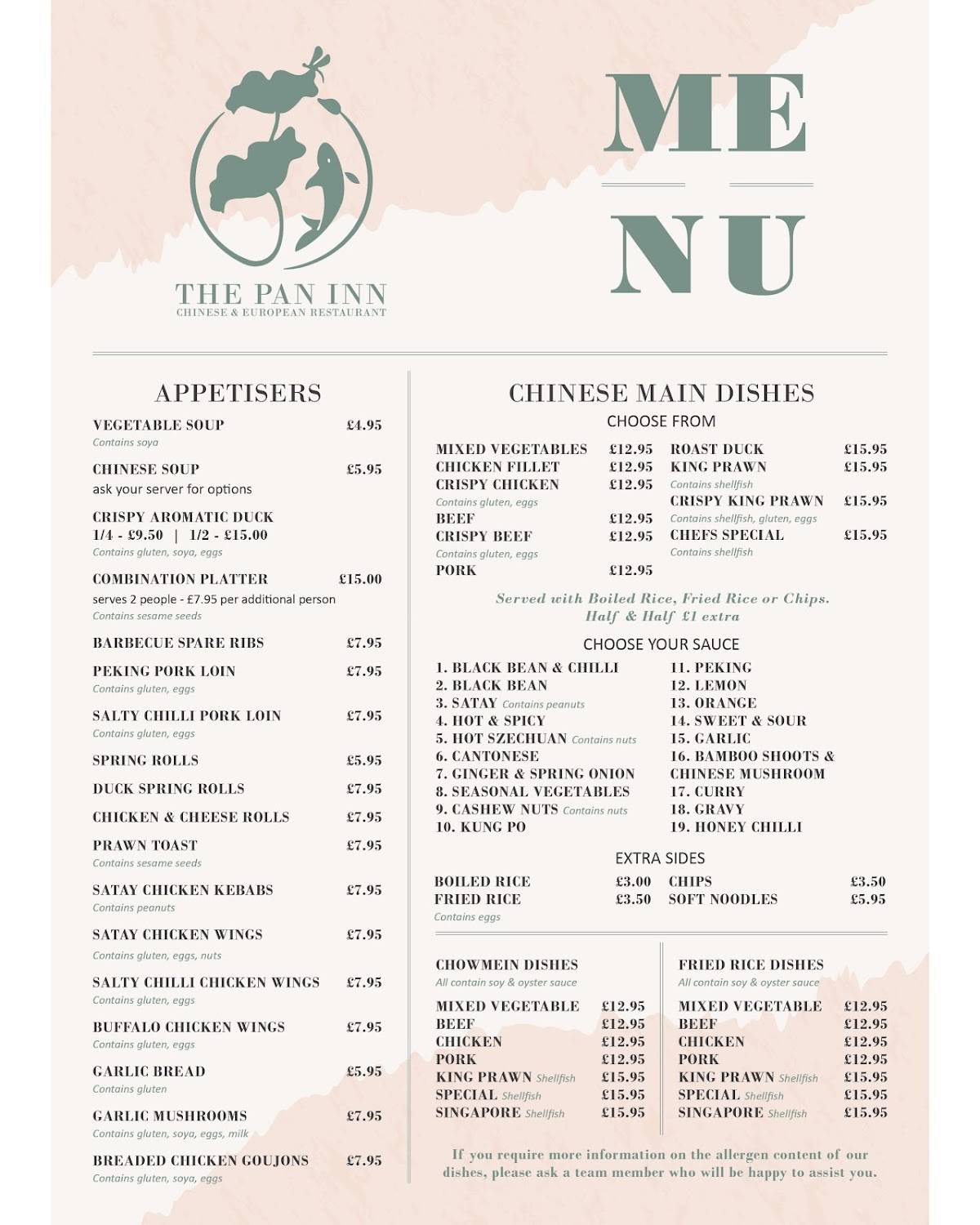 The Pan Inn меню