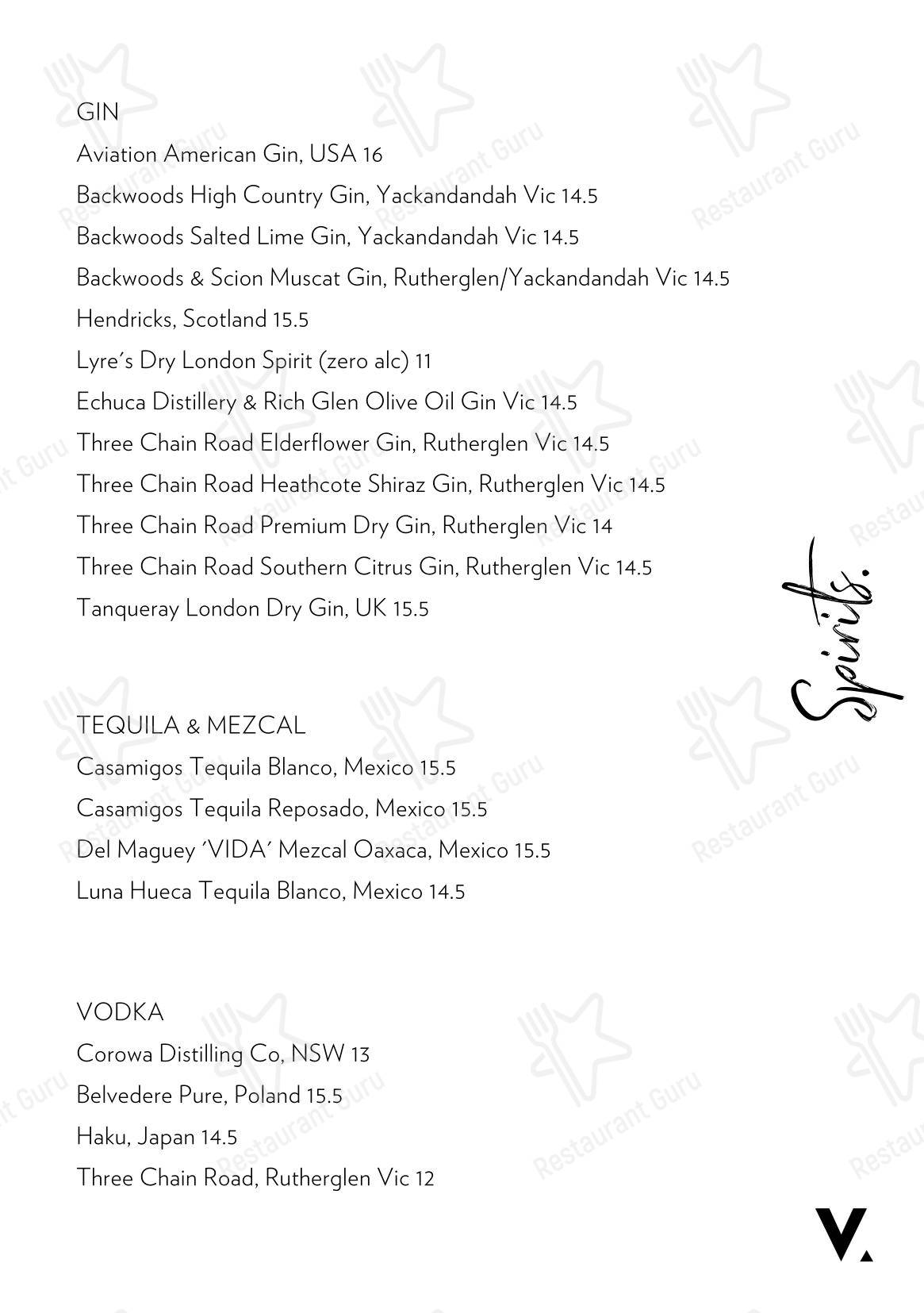 菜单 паба и бара The Victoria Hotel Rutherglen