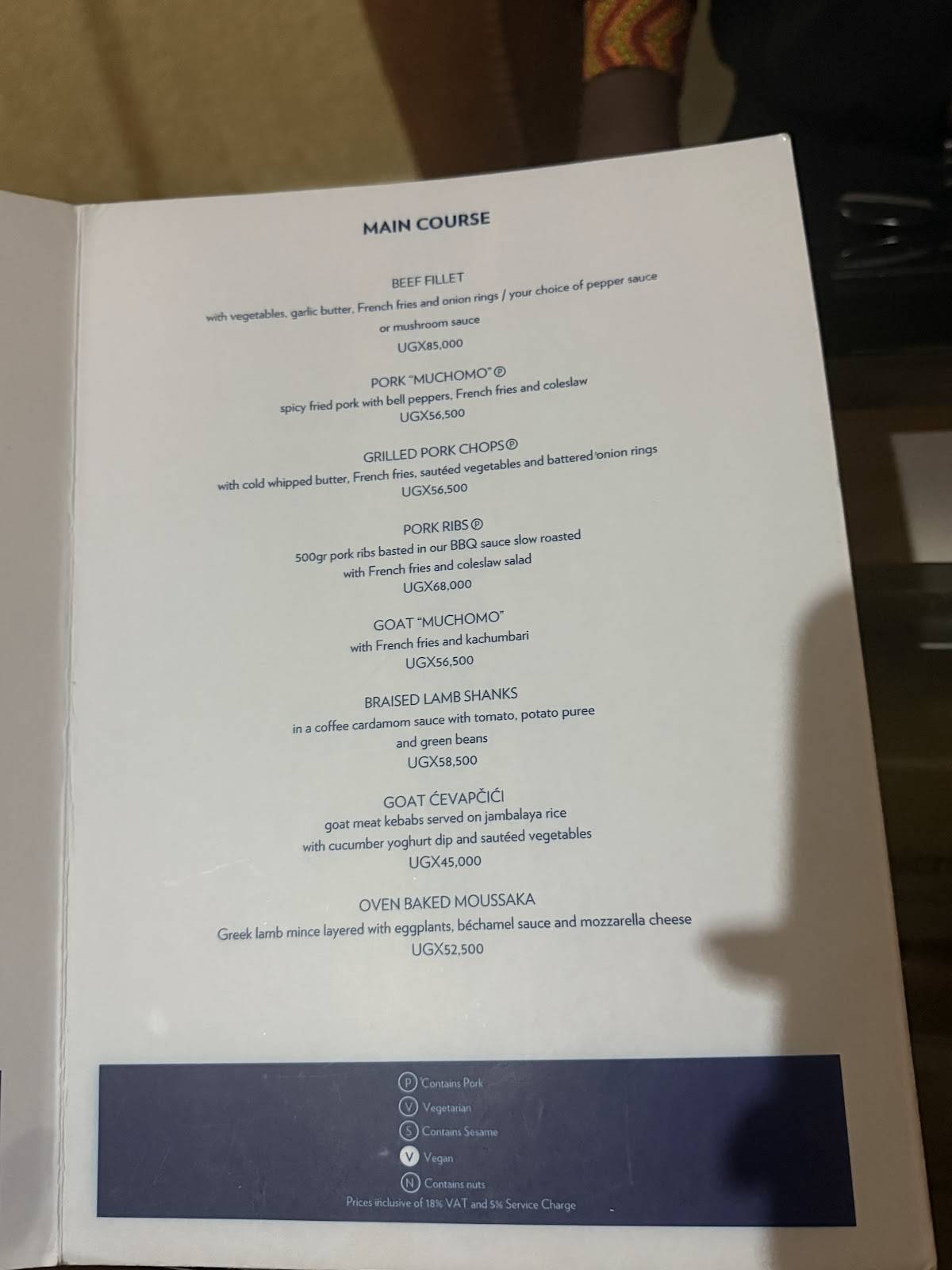Tides Restaurant меню