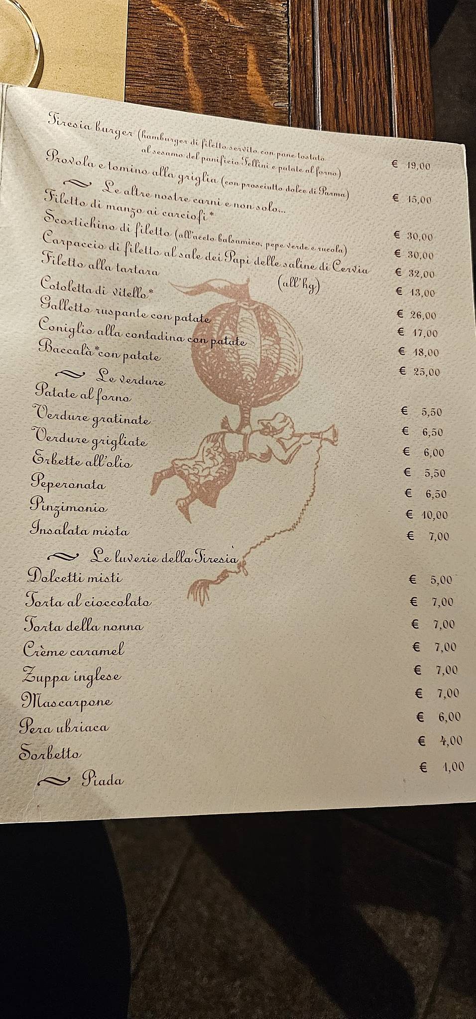 Tiresia Restaurant меню