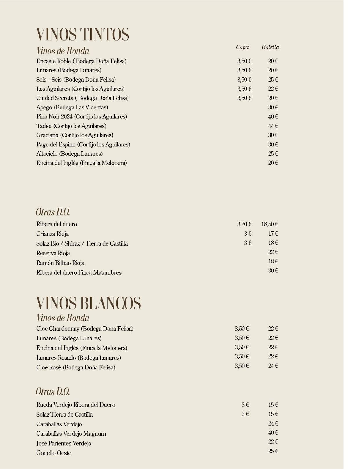Toro Tapas Ronda меню