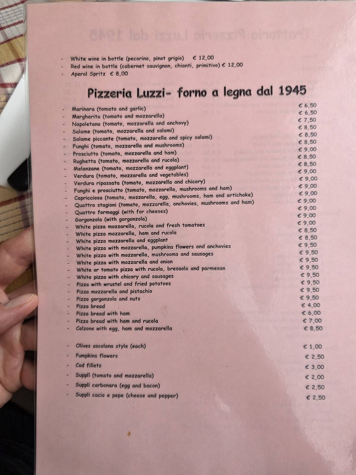 Trattoria Luzzi меню