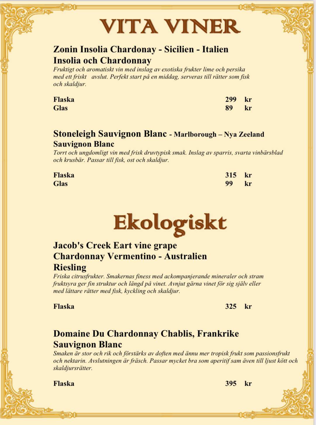 Tripti Indisk Restaurang меню