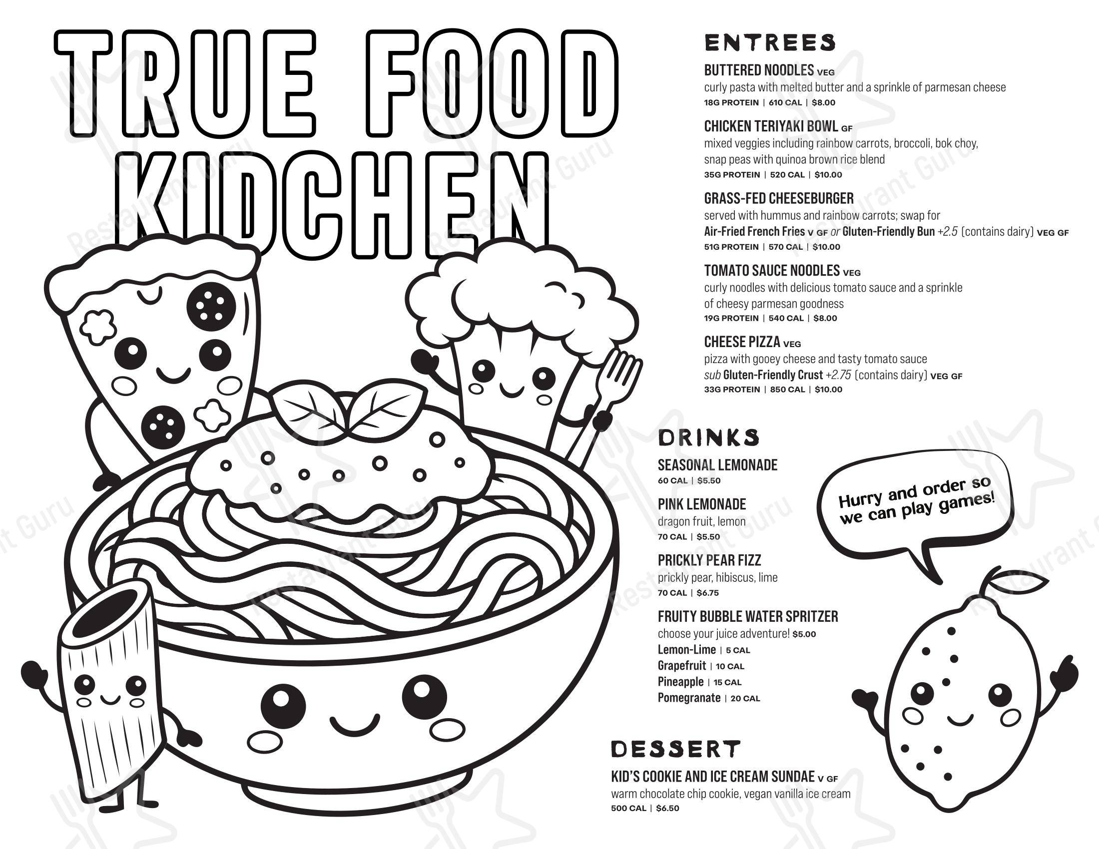 True Food Kitchen в Эдисне - Меню