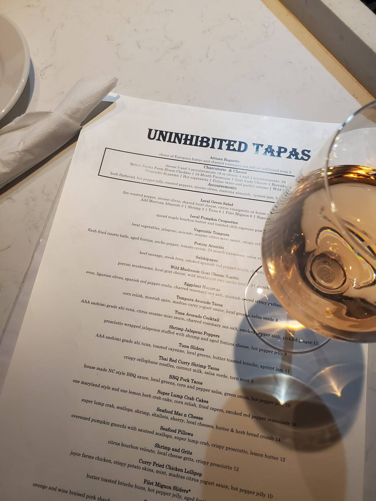 Uninhibited Tapas Bar меню