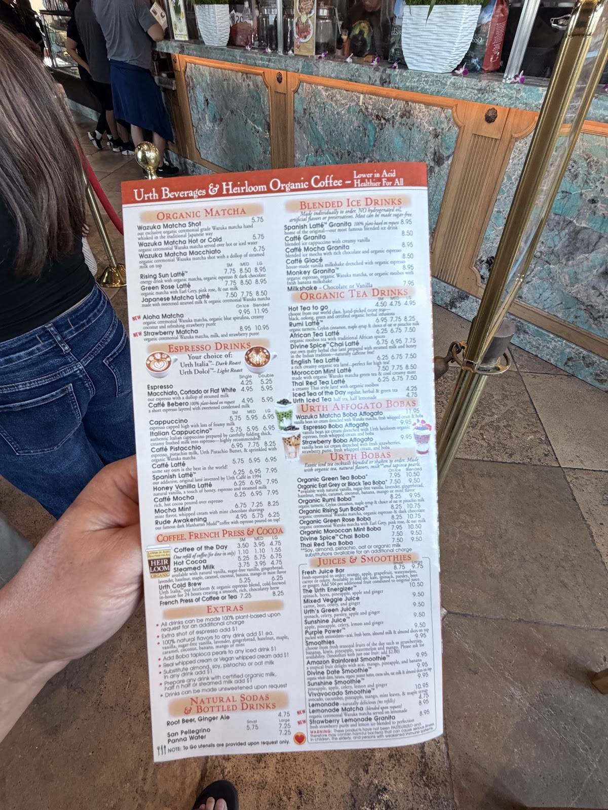 Urth Caffe Orange меню