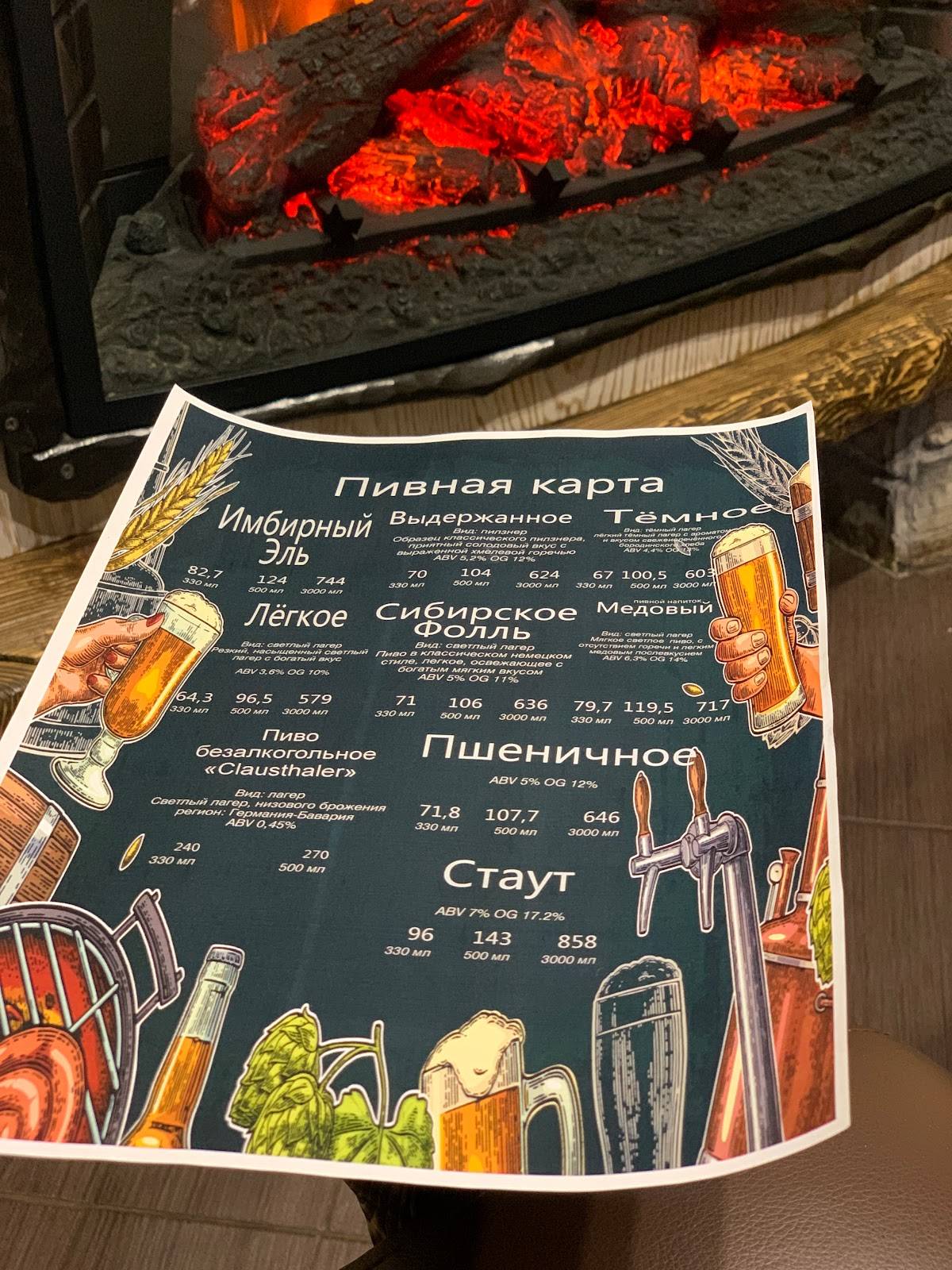 ООО "Юргинская пивоваренная компания" меню