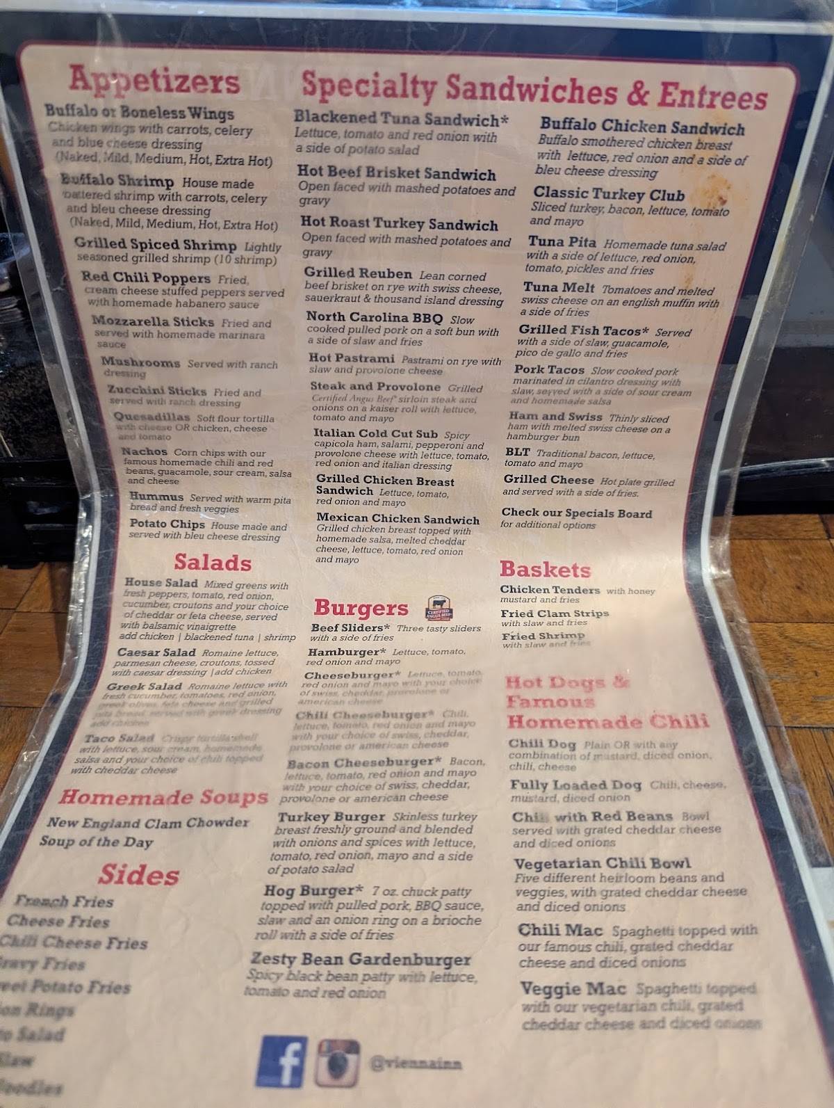 Vienna Inn меню