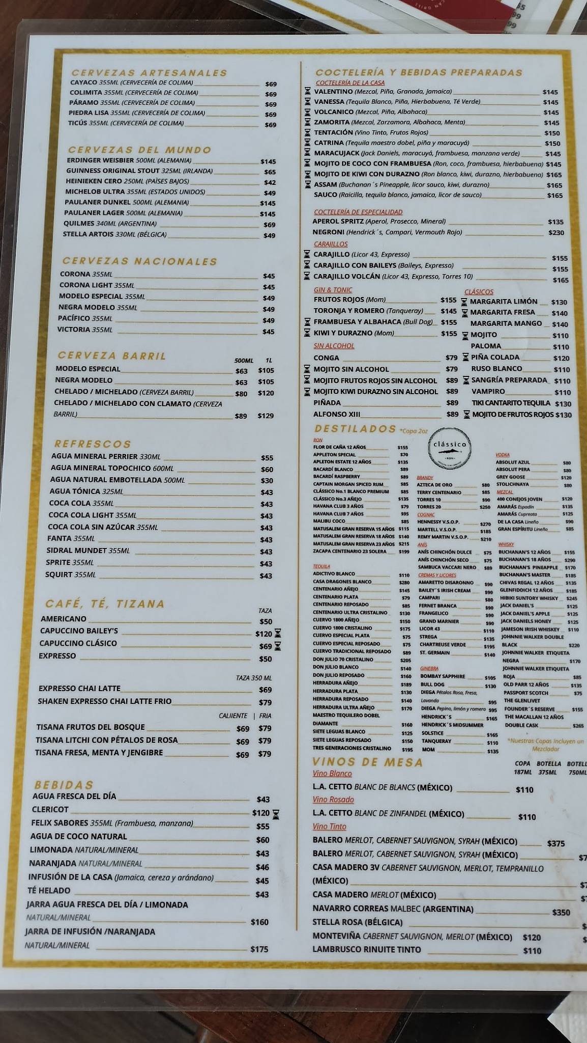 Volcán Grill меню