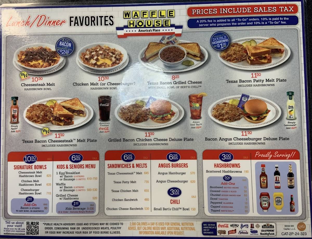 Waffle House меню