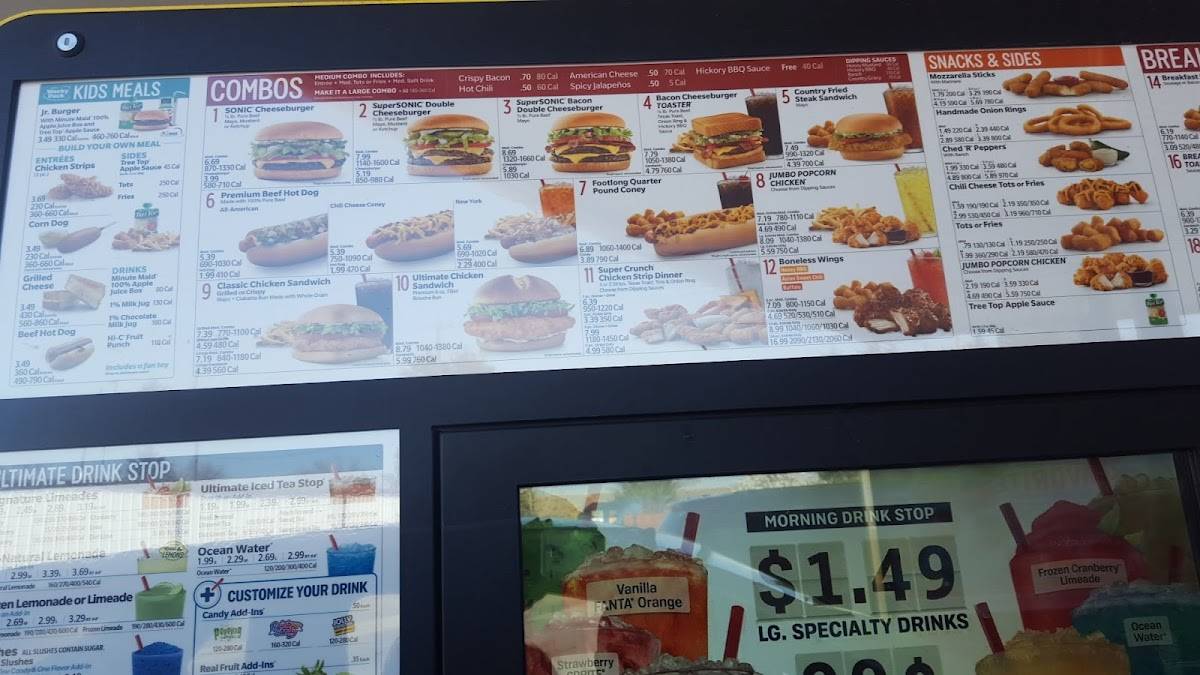 Sonic Drive-In меню