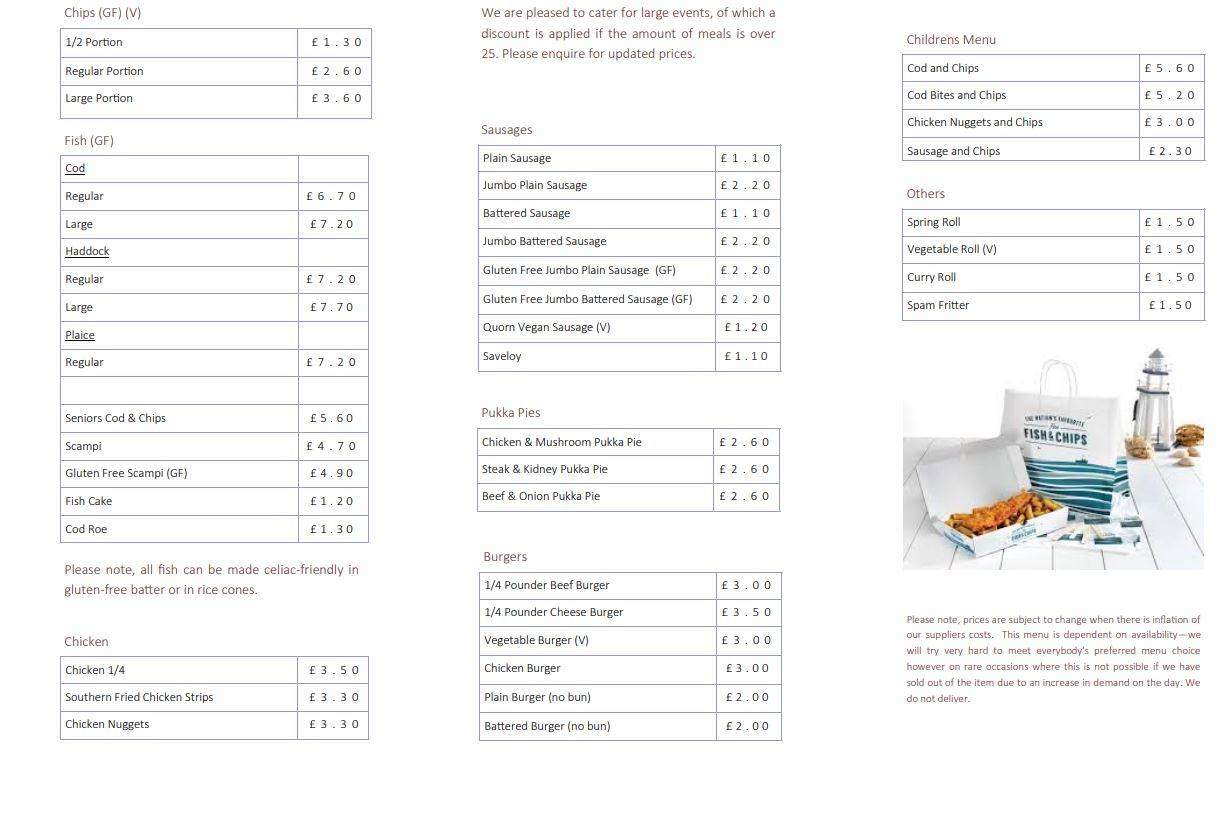 Washingtons Fish & Chips меню