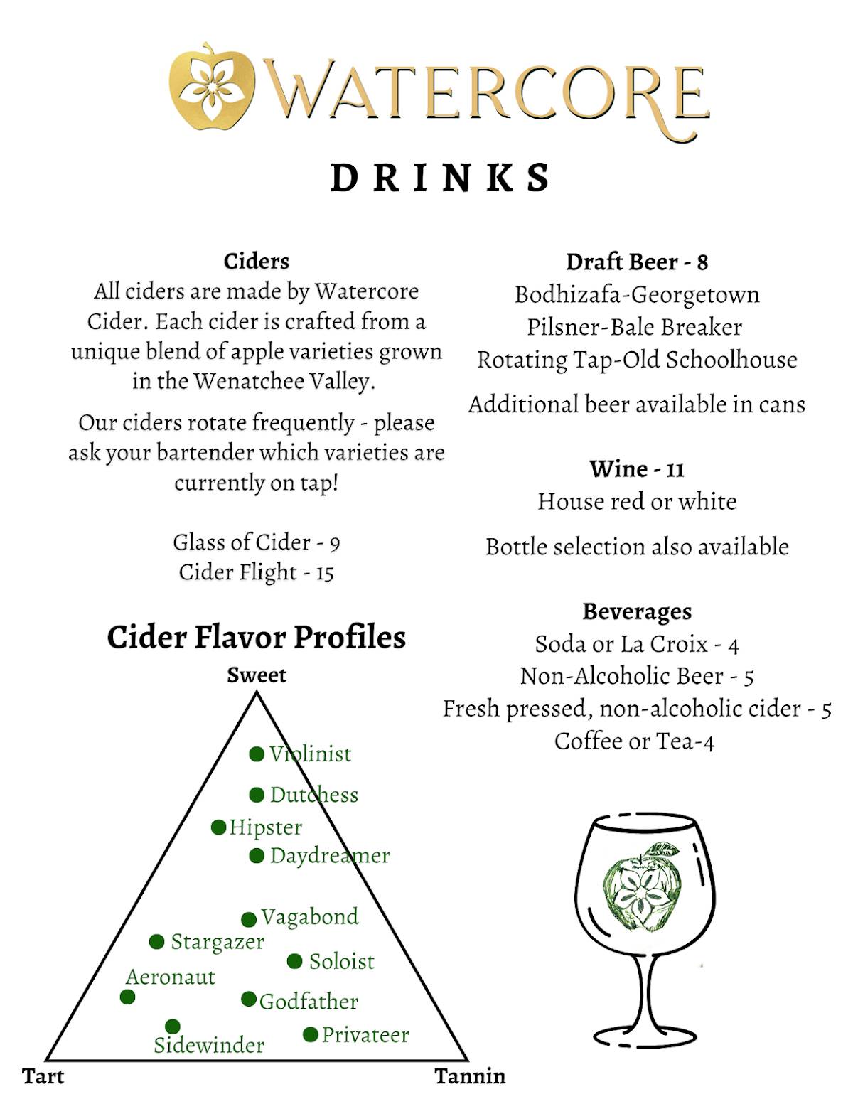 Watercore Cider меню
