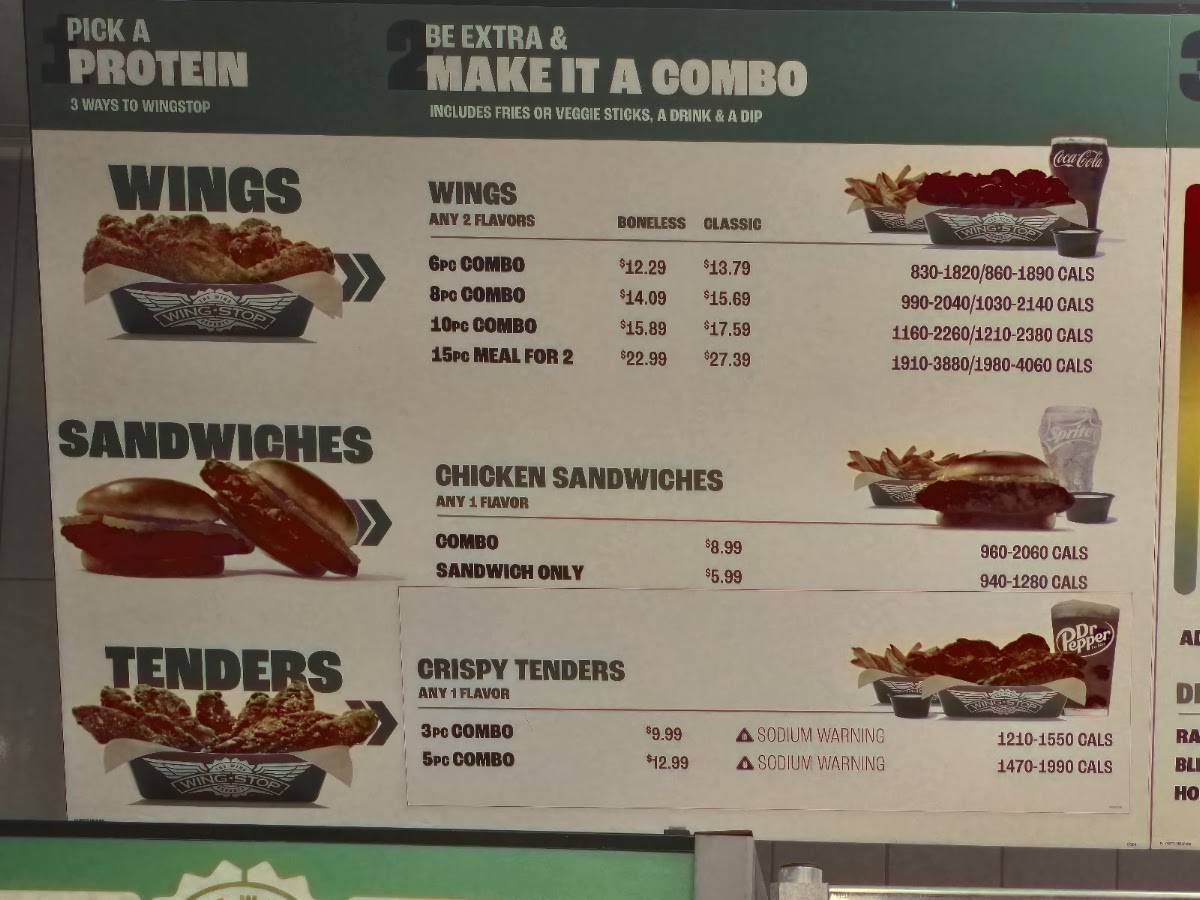 Wingstop меню