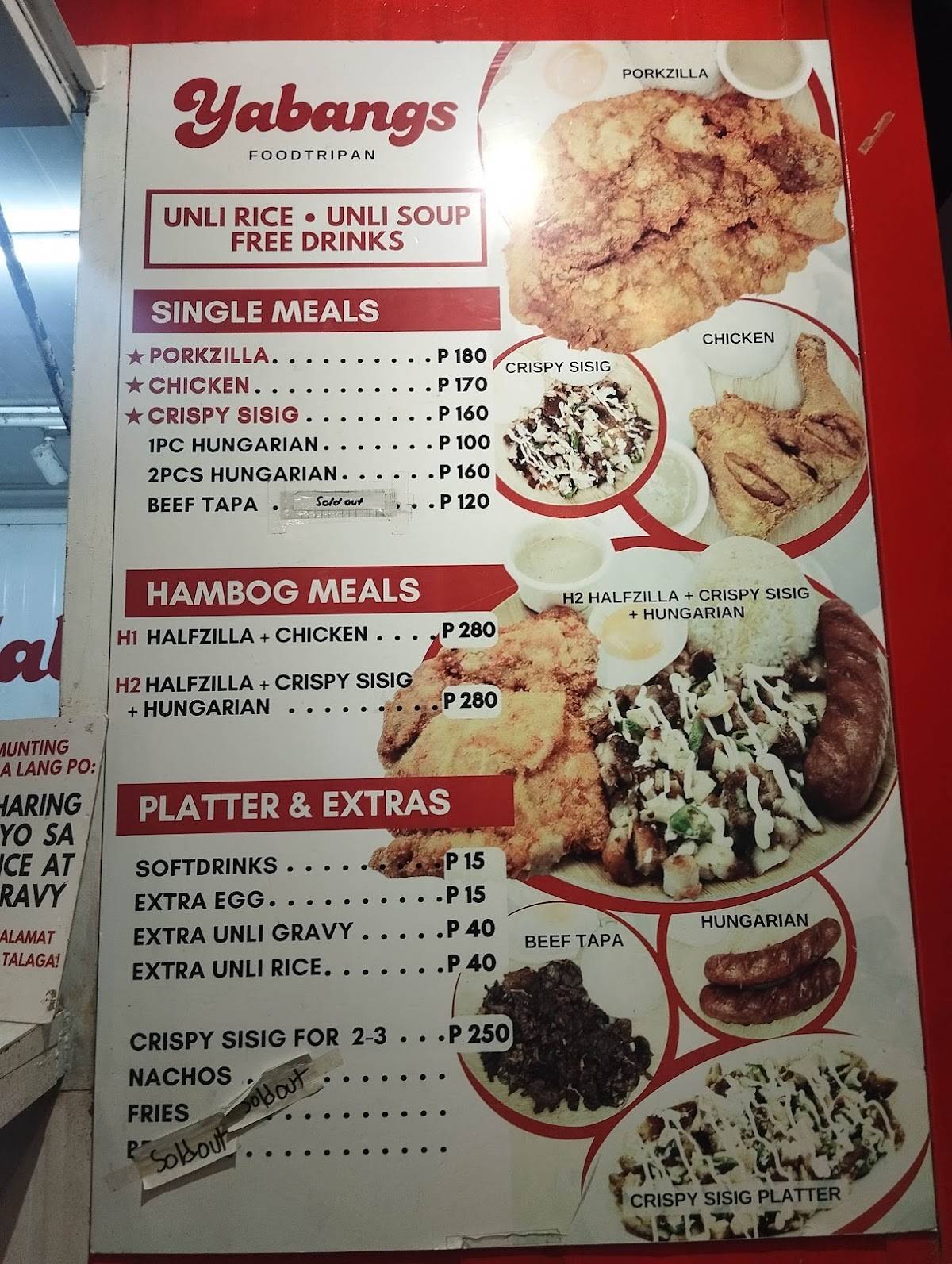 Yabangs Santa Rosa меню