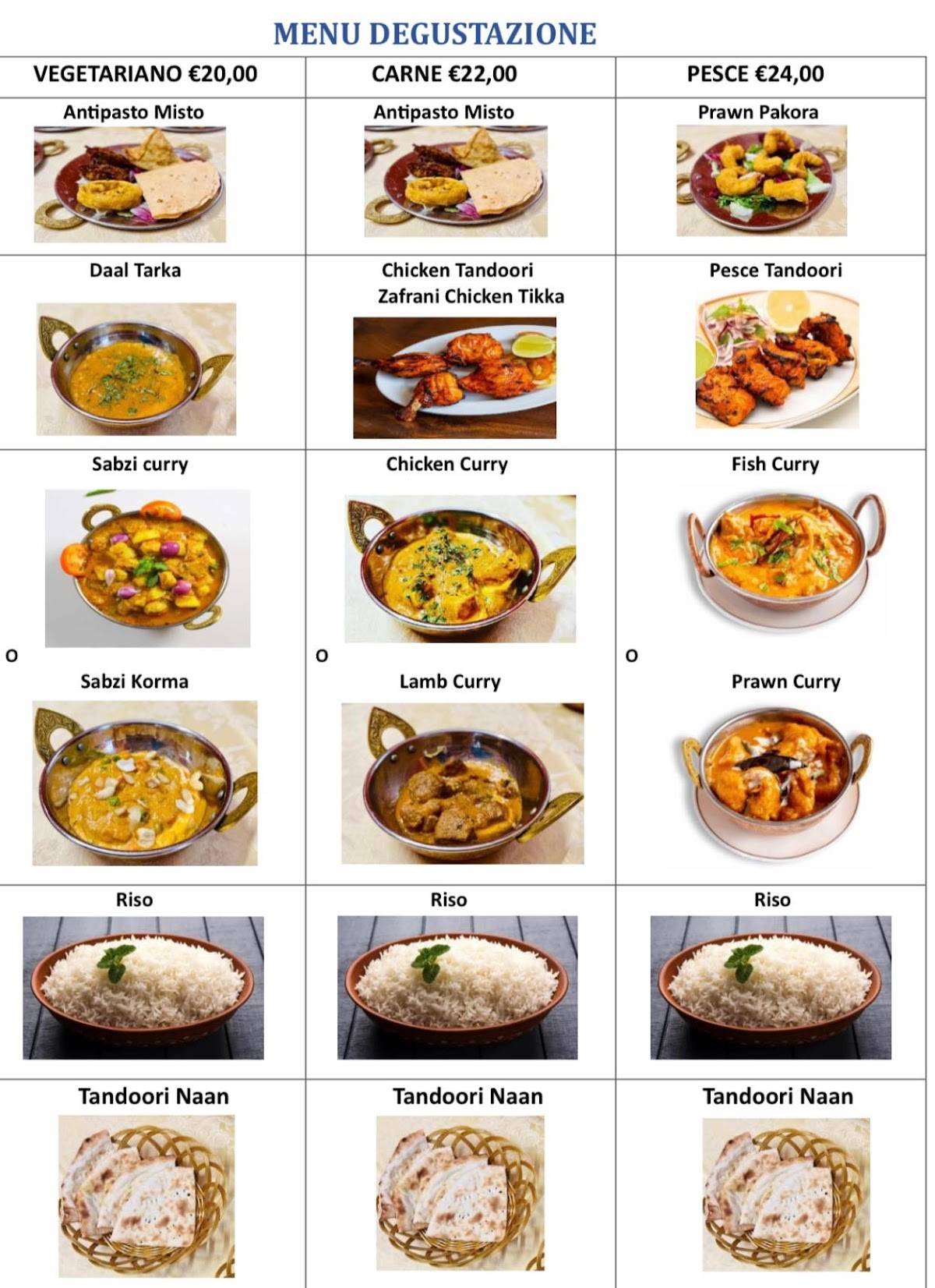 Zafran Ristorante Indiano меню
