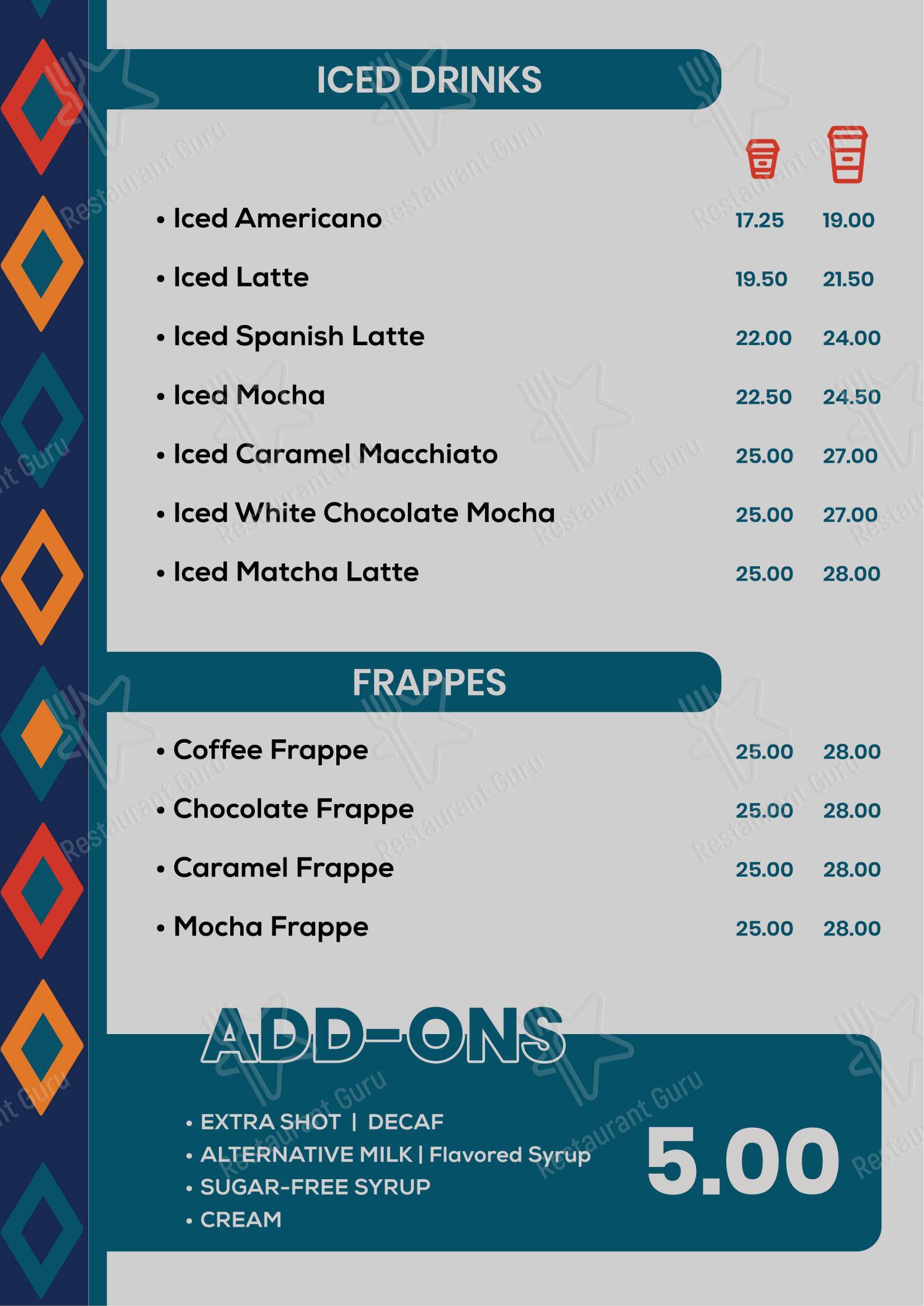 Основное меню кафе Zaina Cafe, Riyadh