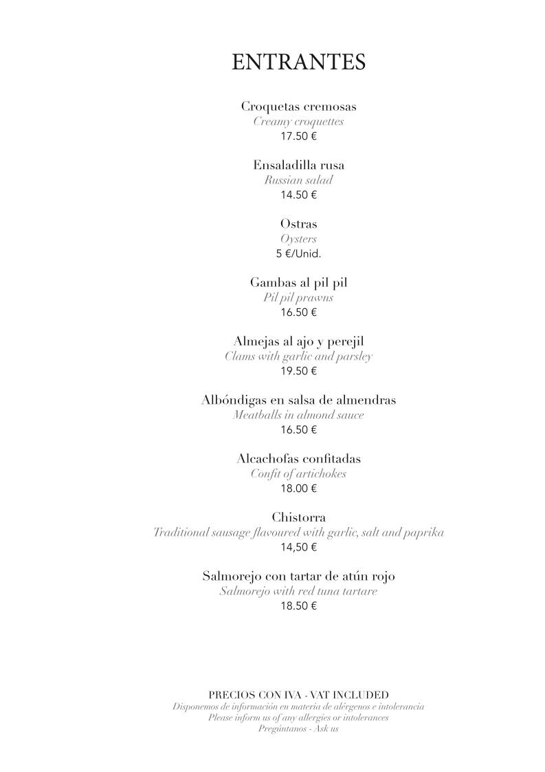 Zeñorío Restaurante Marbella меню