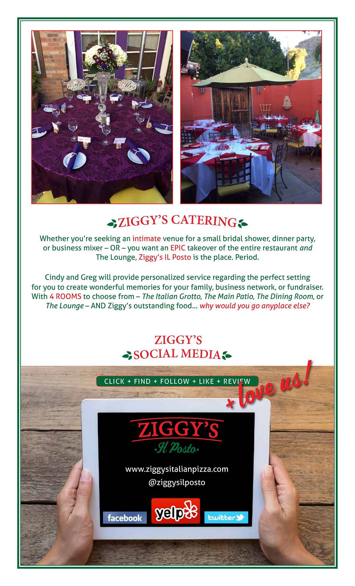 Ziggy's Il Posto меню
