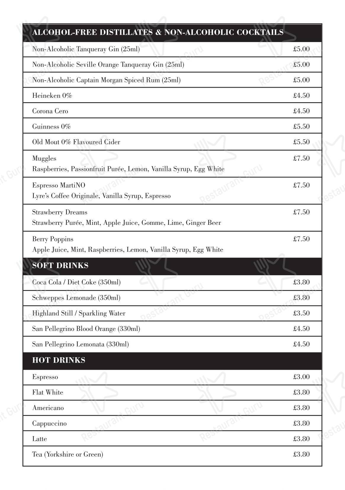 Меню паба и бара Bar82 в Кингстоне-апоне-Халле
