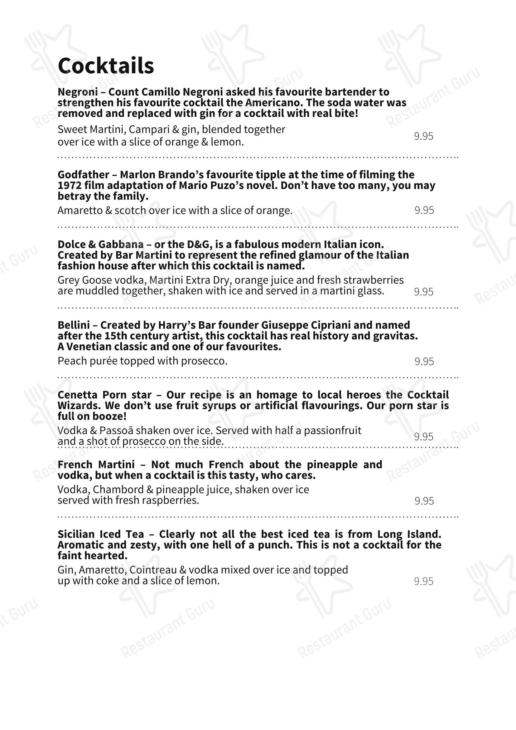 Cenetta в Рочдейле - Меню напитков
